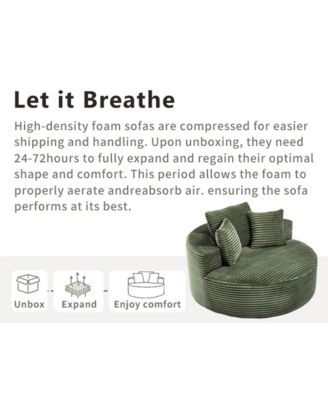 Round Sofa Bed with Memory Foam Sectional Couches for Living Room