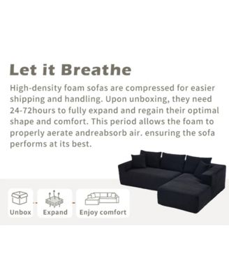 Modular Sectional Sofa Couches L-Shape Couch 3 Seat Modular Sofa Memory Foam Sectional Couches, Cloud Couch with Right Chaise.