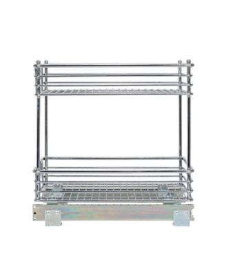 Glidez 11.5" W Steel Pull-Out Storage Organizer, 2-Tier Design, Chrome