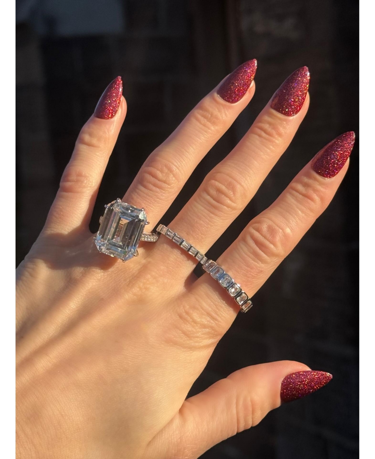 Suzy Levian New York Gala Collection Sterling Firework Emerald-Cut Cubic Zirconia Cocktail Ring