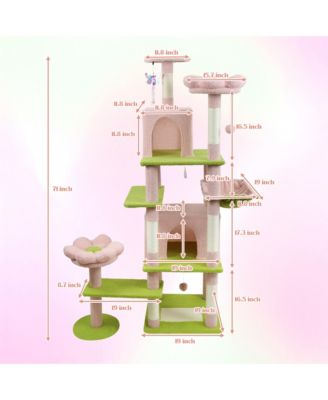 71 Pink Flower Cat Tree Large Condo Removable Cushion Hammock