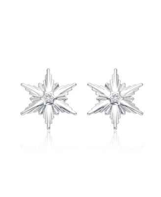 Teens White Gold Plated Cubic Zirconia Starburst Earring