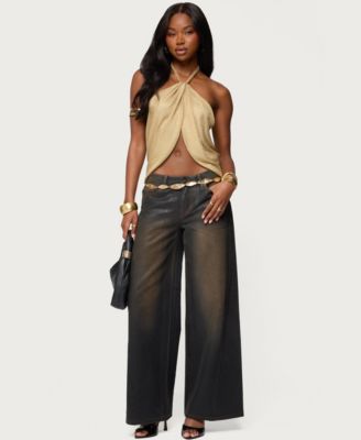 Women's Stasia Sparkly Knit Split Front Top