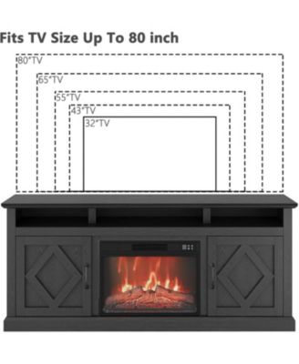 67" Fireplace TV Stand for TVs up to 80" with Storage Cabinets and Shelves, 23" Electric Fireplace, Living Room Bedroom