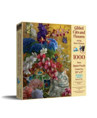 Gilded Cats And Flowers 1000 piece Jigsaw Puzzle for Adults