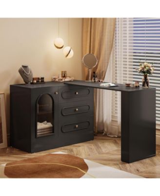 78-Inch Vanity Desk  3 Drawers, with Reversible Cabinet