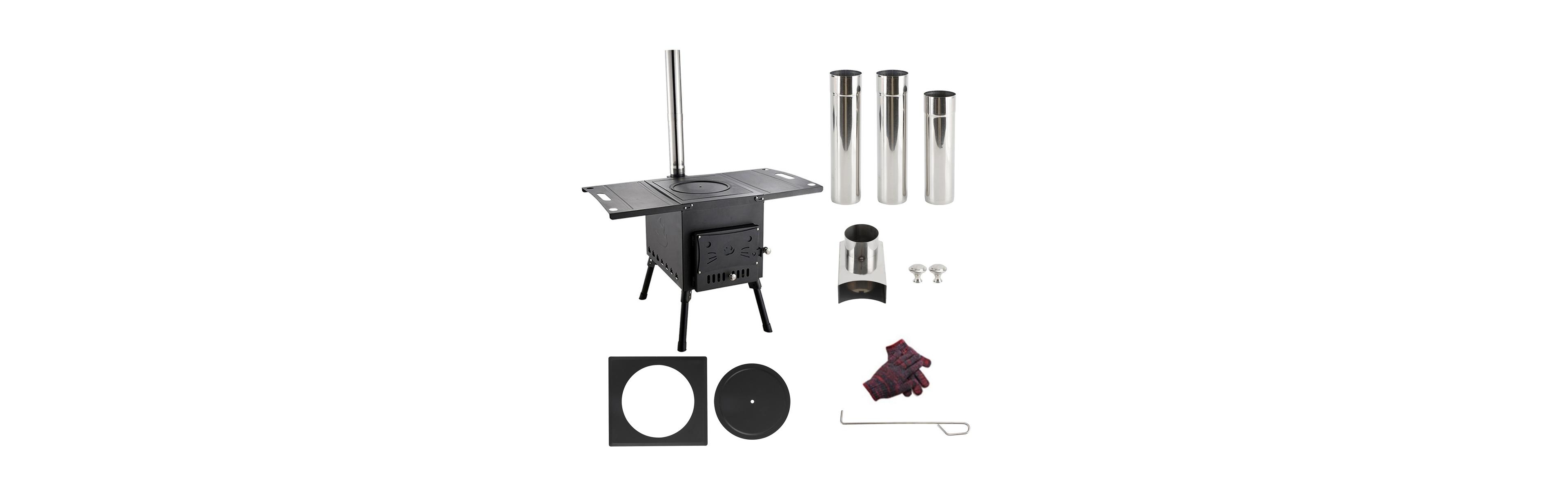 Artudatech Portable Wood Stove with Top Warming Platform for Camping Cooking & Outdoor Heating
