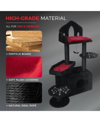 44.5" Black Gothic Cat Tree - Multi-Level with Hammock