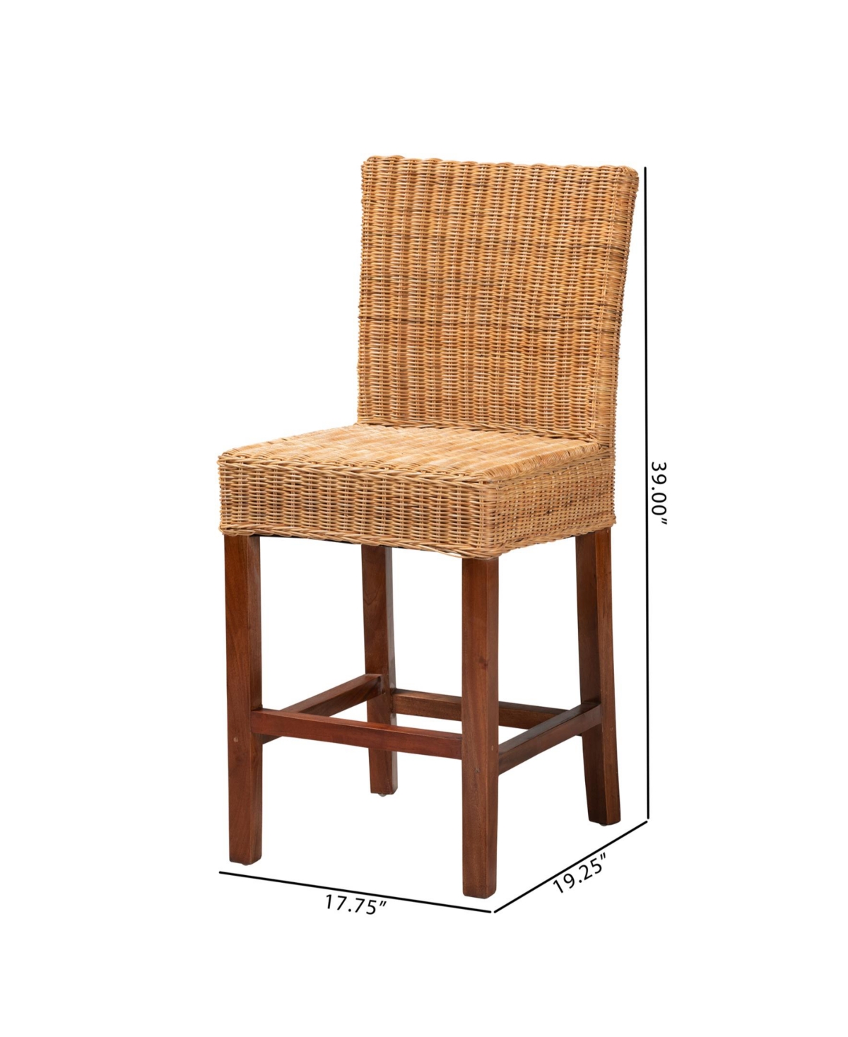 Furniture Racquel 19.25" Rattan Bohemian Counter Stool