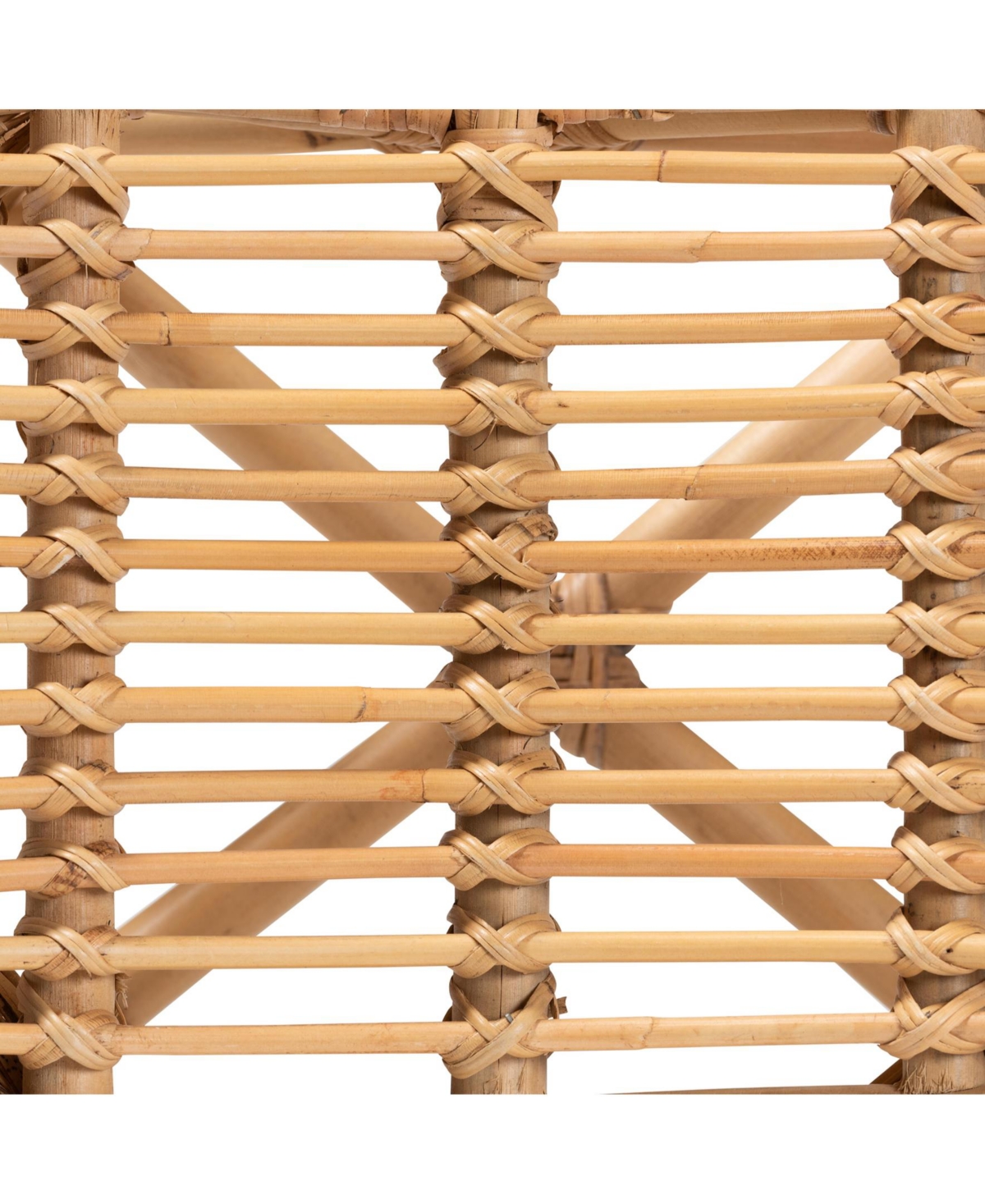 Furniture Elgon 18.5" Rattan Bohemian Footstool