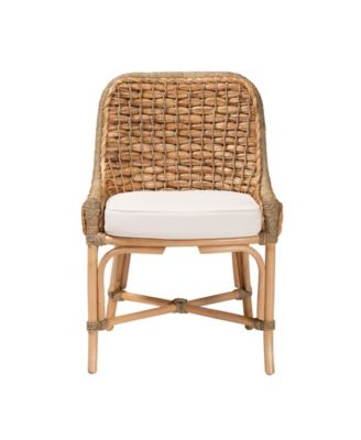 Kyle 24.6" Rattan Bohemian Dining Chair with Cushion