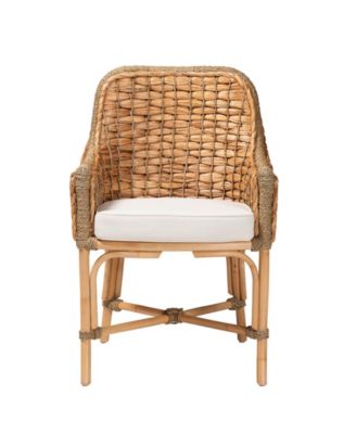 Kyle 24.6" Rattan Bohemian Dining Armchair with Cushion