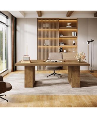 Home Office Desk, 62.99" Large Farmhouse Executive Desk, Computer Table, Writing Table