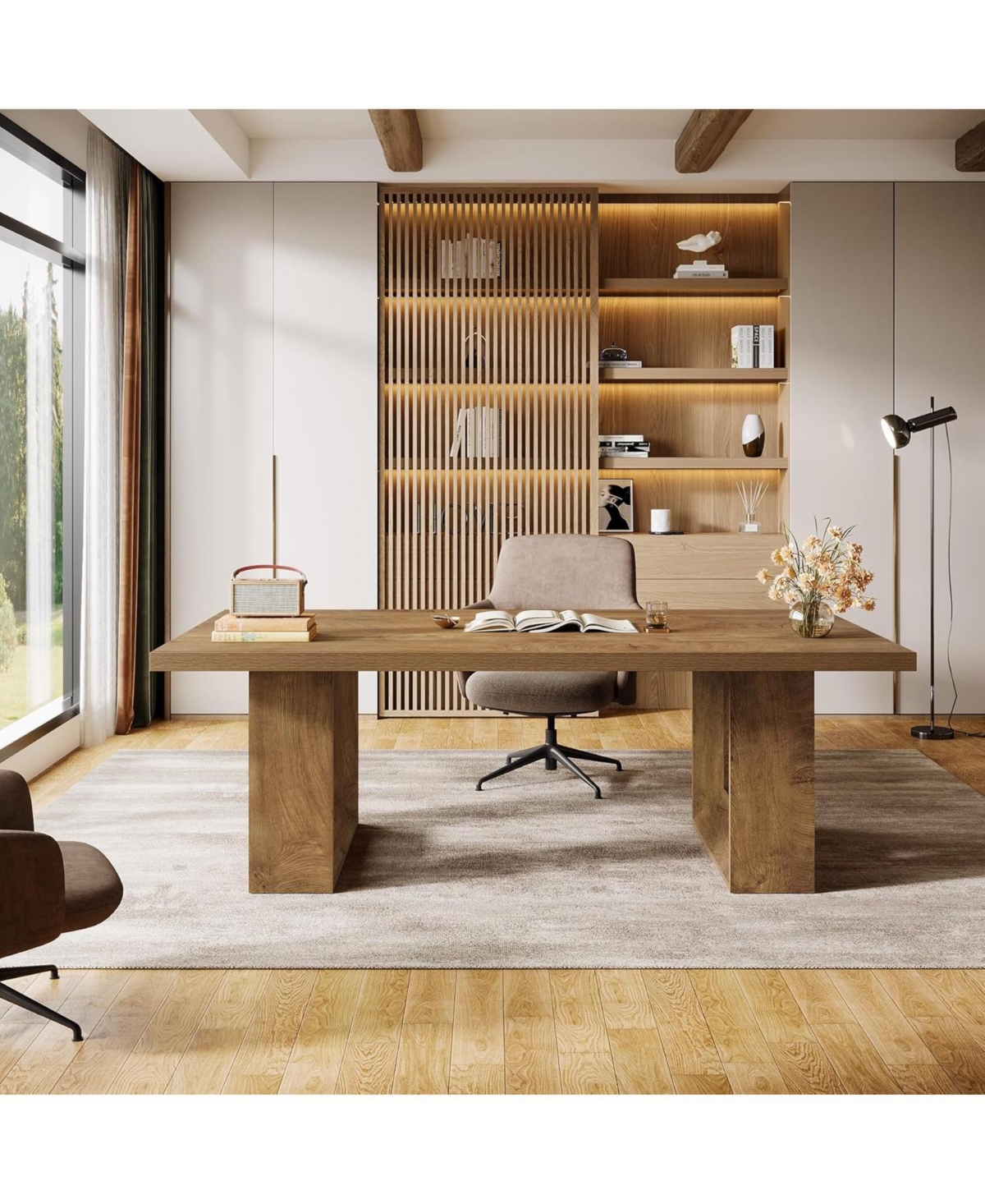 Tribesigns Home Office Desk, 62.99" Large Farmhouse Executive Desk, Computer Table, Writing Table