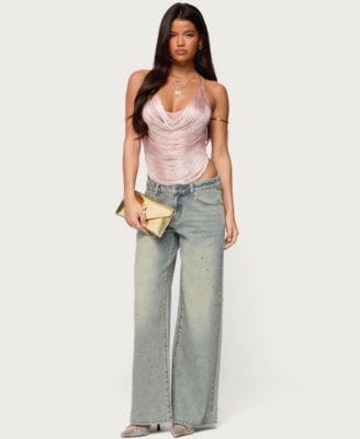 Women's Elenie Fringed Cowl Neck Top