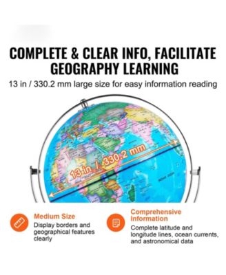 Illuminated World Globe 13" Educational LED Constellation Globe Metal Base