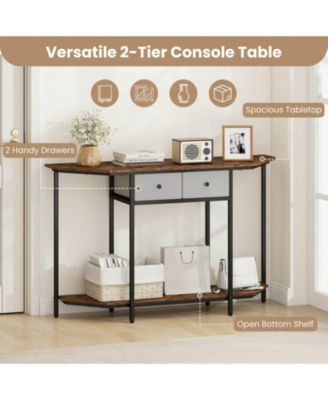 51" Console Table with 2 Drawers Open Storage Shelf 2-Tier Entryway Table