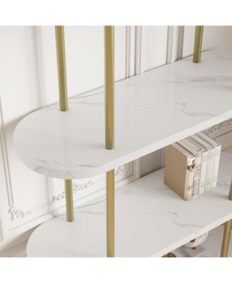 71" 5-Tier Metal Collapsible Bookshelf, Portable Freestanding Bookcase, Tall Storage Organizer Display Rack for Home Office, Living Room