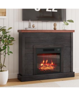 38" Fireplace Mantel with 19" Insert Heater, Adjustable Flame Brightness, Remote Control