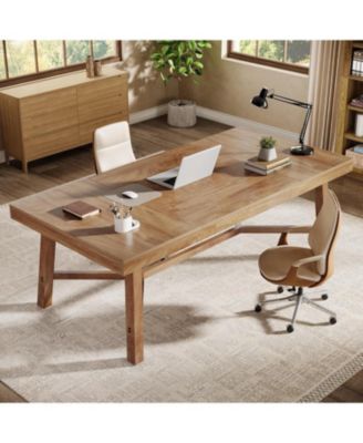 71-Inch Executive Desk, Farmhouse Office Computer Desk with Sturdy Leg Structure, Writing Table