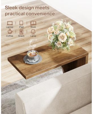 C-Shaped End Table for Couch, Sofa Side Table, Living Room, Bedroom (1, Rustic Brown)