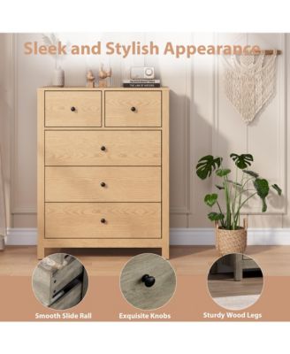 5 Drawer Dresser for Bedroom, Modern Tall Dresser Organizer with Storage Drawers