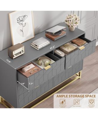 6 Drawer Dresser with Wide Storage, Dresser Chest Organizer with Metal Legs, Modern Dressers & chests of Drawers
