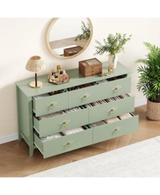 54"W 7-Drawer Modern Wood Chest with Metal Handles, Bedroom Storage Cabinet Dresser