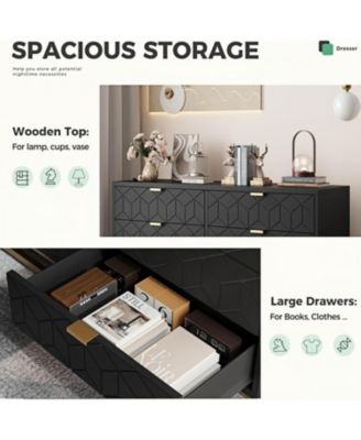 Modern 6-Drawer Bedroom Dresser with Large Storage and Gold Metal Accents for Entryway, Living Room or Closet