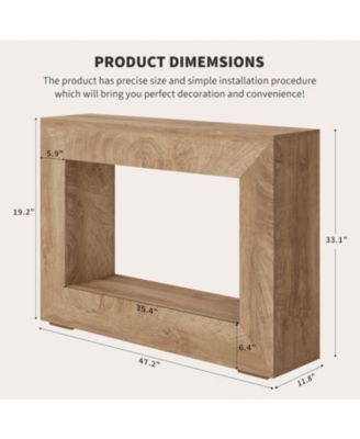 47in Farmhouse Console Table with Storage Shelf, Wood Sofa Table Behind Couch, Vintage Hallway Accent Table for Living Room Entryway