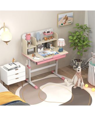 Kids Multifunctional Study Table Study Desk w/ Tiltable Desktop Book Stand