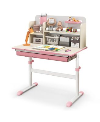 Kids Multifunctional Study Table Study Desk w/ Tiltable Desktop Book Stand