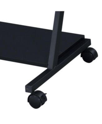 Black Gaming Desk with Keyboard Tray and Wheels 28Inch Mobile Workstation with Storage Compartment for Ergonomic Gaming and Work Setups