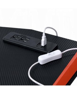 Gaming Desk, Black & Red, LED Lights, USB Port, 47" Surface & Ergonomic Design