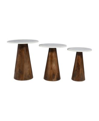Nolan Marble Top Three Pack Solid Wood Accent Table Set