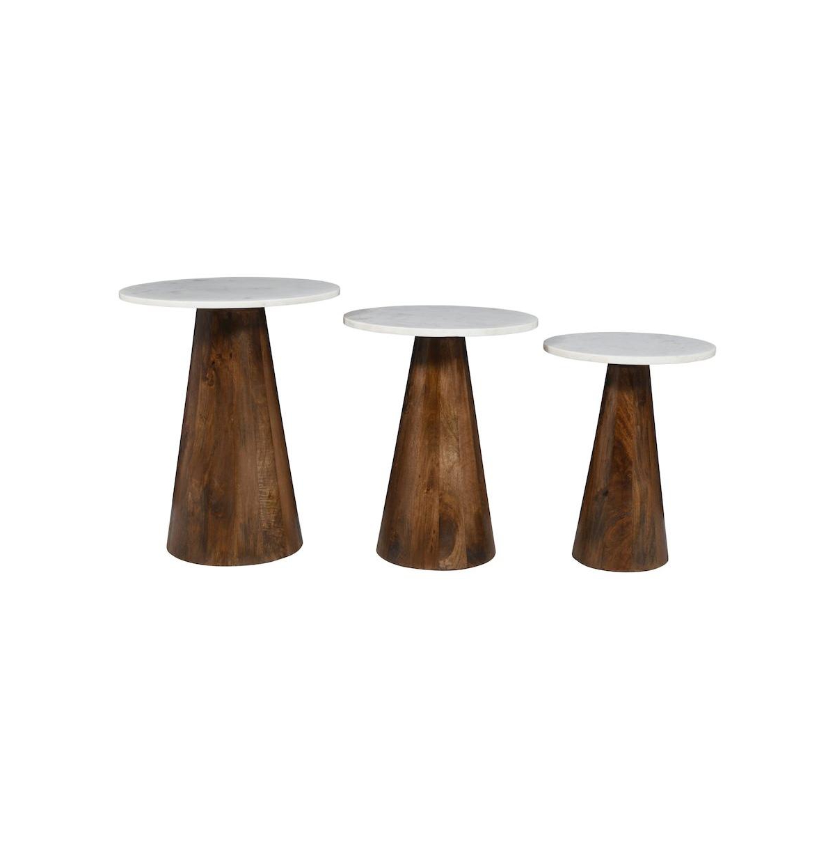 Jofran Nolan Marble Top Three Pack Solid Wood Accent Table Set