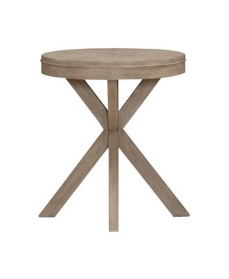 Brentwood Round End Table for Living Room - Sandstone Oak Wood