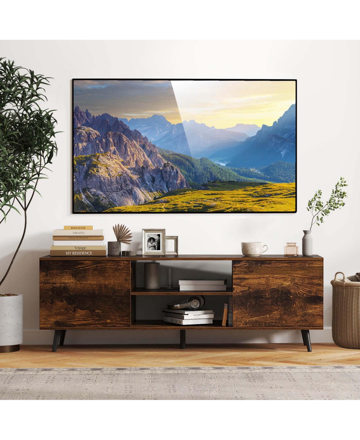 Costway Tv Stand for 60" TVs Mid Century Modern Media Console Table