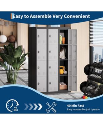 71" Metal Locker Cabinet with Hanging Rod & 2 Shelves, Heavy Duty Steel Storage Lockable for Office, School, Gym, Rust-Resistant