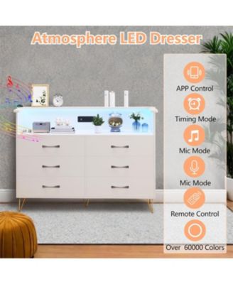 6-Drawer Dresser with RGB LED Lights – Large Storage Chest for Bedroom, Entryway, Living Room, Stylish TV Stand Cabinet