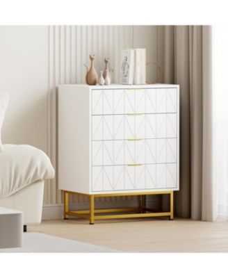 Black 4 Drawer Dresser with Gold Metal Handles Modern Small Dresser Storage Cabine Wooden Chest of Drawers for Bedroom