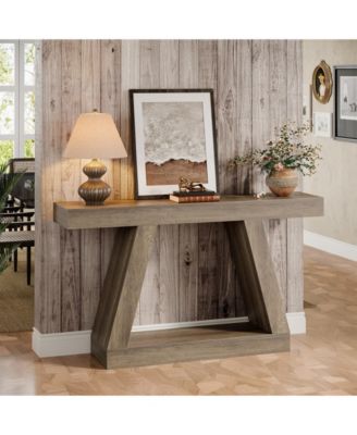 Farmhouse Console Table, 55-Inch Rustic Sofa Table with Storage, Industrial Wooden Entryway Table for Hallway, Living Room
