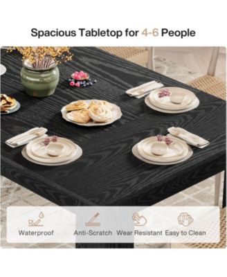 Dining Table for 4 to 6, Rectangular Kitchen Dinner Table, Black Wooden Eating Table