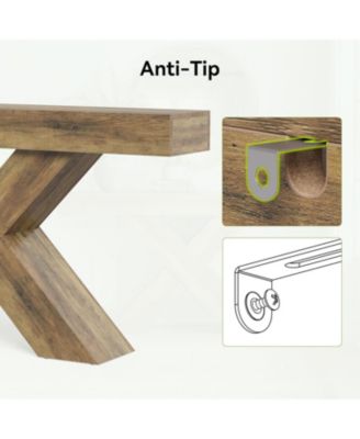 Console Table, 55-Inch Entryway Table with X-Shaped Design, Narrow Sofa Table, Rustic Brown