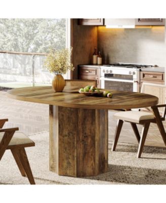 Oval Dining Table for 4-6 People, 55-Inch Kitchen Table with Rounded Edge Tabletop (No Chairs Included)