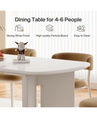 63" Large Rectangle Kitchen Table with Rounded Edges, Modern Table with Curved Base