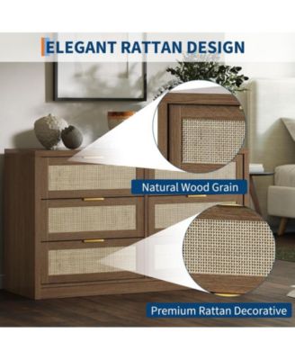 53" Rattan Dresser for Bedroom