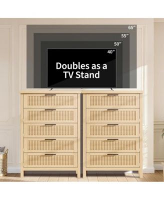 Fluted Dresser for Bedroom with 5 Drawers