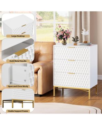 Modern 3 Drawer Dresser, Nightstand with Wide Top, Chest of Drawers