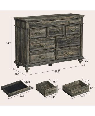 47-Inch Wide Farmhouse 9-Drawer Wood Bedroom Dresser with Rustic Design and Metal Handles